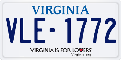 VA license plate VLE1772