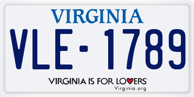 VA license plate VLE1789