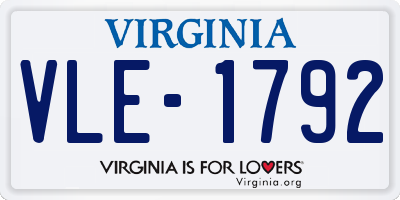 VA license plate VLE1792