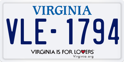VA license plate VLE1794