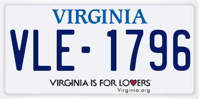 VA license plate VLE1796