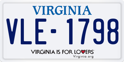 VA license plate VLE1798