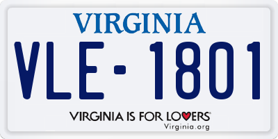 VA license plate VLE1801