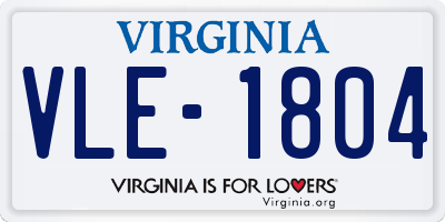 VA license plate VLE1804