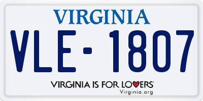VA license plate VLE1807
