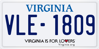 VA license plate VLE1809