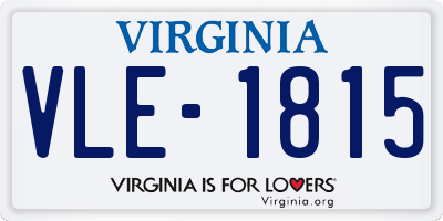 VA license plate VLE1815