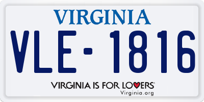 VA license plate VLE1816