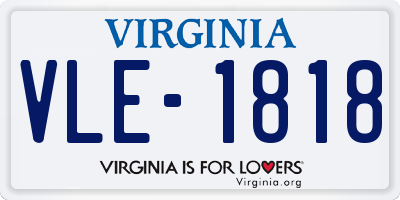 VA license plate VLE1818