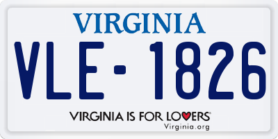 VA license plate VLE1826