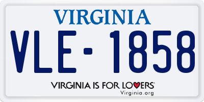 VA license plate VLE1858