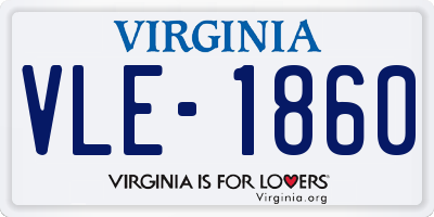 VA license plate VLE1860