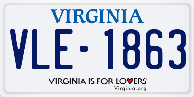 VA license plate VLE1863