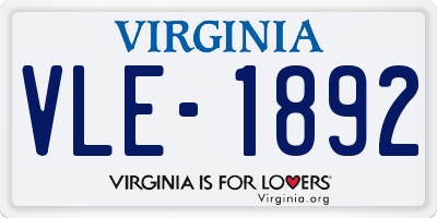 VA license plate VLE1892