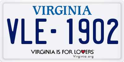 VA license plate VLE1902