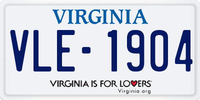 VA license plate VLE1904