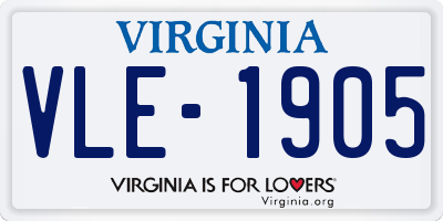 VA license plate VLE1905