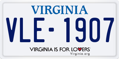 VA license plate VLE1907
