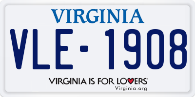 VA license plate VLE1908