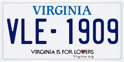 VA license plate VLE1909