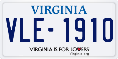 VA license plate VLE1910