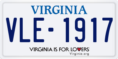 VA license plate VLE1917