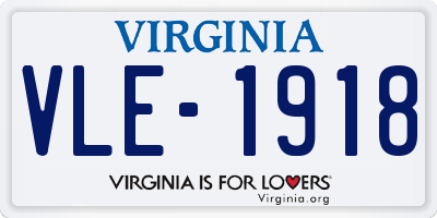 VA license plate VLE1918