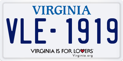 VA license plate VLE1919