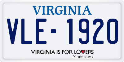 VA license plate VLE1920
