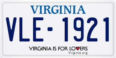 VA license plate VLE1921