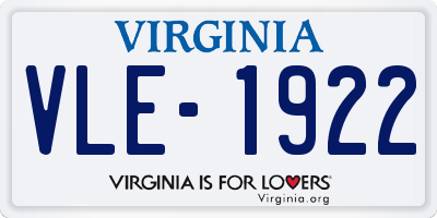 VA license plate VLE1922
