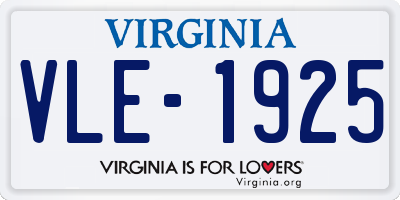 VA license plate VLE1925