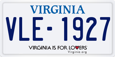 VA license plate VLE1927