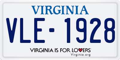 VA license plate VLE1928