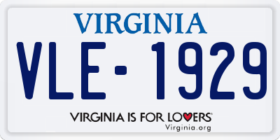 VA license plate VLE1929