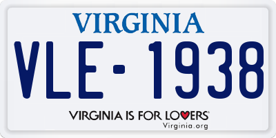 VA license plate VLE1938