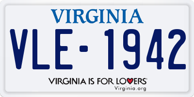 VA license plate VLE1942
