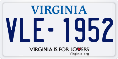 VA license plate VLE1952