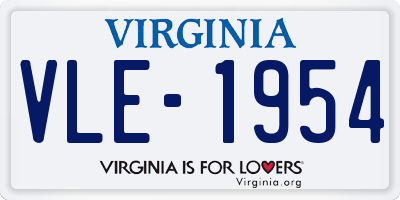 VA license plate VLE1954