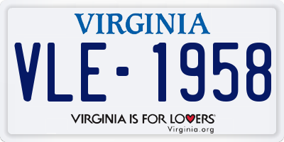 VA license plate VLE1958