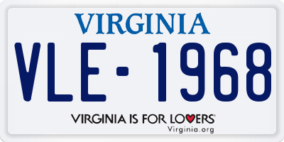 VA license plate VLE1968