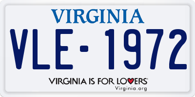 VA license plate VLE1972