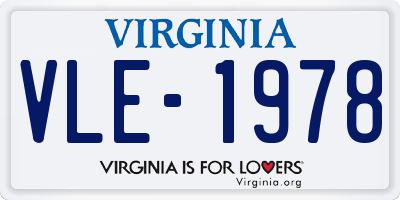 VA license plate VLE1978