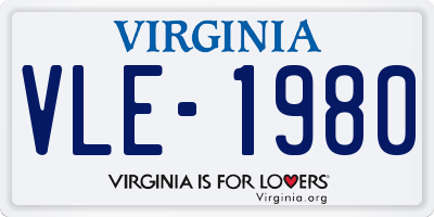 VA license plate VLE1980