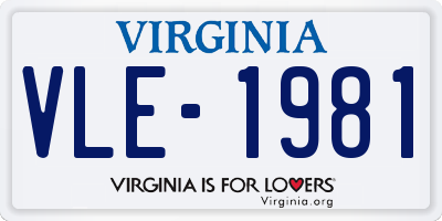 VA license plate VLE1981