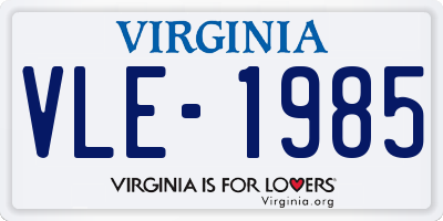 VA license plate VLE1985