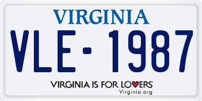 VA license plate VLE1987