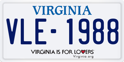 VA license plate VLE1988