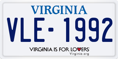 VA license plate VLE1992