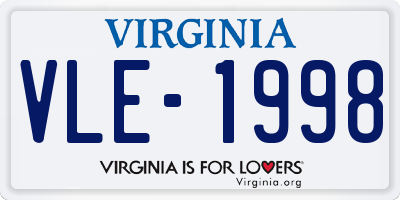VA license plate VLE1998
